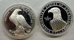 1983–1984 Olympic Commemorative Silver Dollar Proof Set 2 Coins w/ Original Box