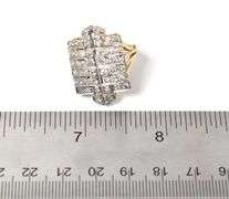 Marvelous 14K Yellow and White Gold Art Deco Inspired Diamond Ring