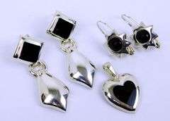 Sterling and Black Onyx Jewelry Lot