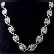 Rose and Flower Link Necklace in Sterling Silver.