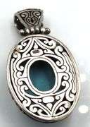 Lot of 2 Vintage 925 sterling silver turquoise pendants