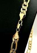 Stunning Large 96.6 Grams 14 Kt Gold Plate Figaro Italian Link Chain Necklace