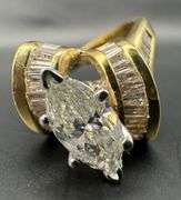 14K Yellow Gold Marquise Cut Diamond Ring of 3.85