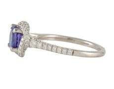 Gabriel & Co. 1.49ct Tanzanite and 0.42ctw Diamond Infinity Halo Straight Ring in 14K