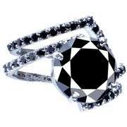 Huge 3.65 Ct Silk Black Moissanite Diamond 2 Band Ring