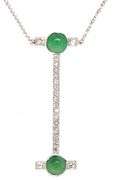14kt White gold and platinum Jade pendant on chain