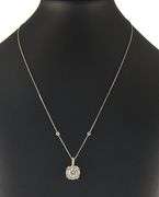 2.85ctw Round and Princess Diamond Halo Pendant Necklace in 14K