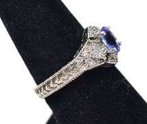 Brilliant 14K White Gold Tanzanite Gemstone and Diamond Ring