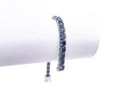 18 Kt White Gold Plate Magnificant 27 Cttw Deep Cobalt Blue Purple Amber Fire Moissanite Tennis Brac