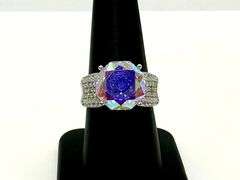Stunning 14 kt. White Gold Plate 5 Ct Rose Cut Azotic Topaz Ring