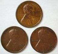 3 Different Uncirculated Lincoln Wheat Cents: 1919-S, 1928, & 1931-D