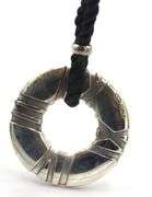 Tiffany & Co Atlas circle pendant on black cord necklace