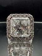 14K White Gold Princess Cut Lab Diamond Ring of 8.65ct