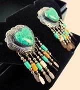 Navajo Q.T. Sterling Gemstone Dangly Earrings