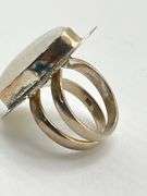 925 Sterling Silver Boho Style Large Rainbow Moonstone Ring