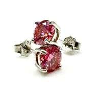 Dazzling 18 Kt White Gold 2 Ctw Pink Simulated Diamond Earrings