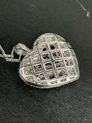 CERTIFIED 14K WHITE GOLD AND DIAMOND HEART PENDANT