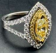 18K Two-Tone Gold Marquise Diamond Ring