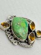 925 Sterling Silver Green Turquoise Pendant
