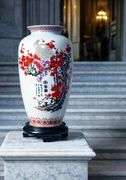 Red Lantern 14-Inch Cherry Blossom Porcelain Art