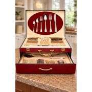 75 Piece 24K Gold Trim Flatware Set for 12
