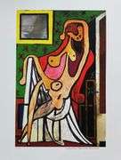 Collectible Pencil Numbered Pablo Picasso, Large Nude In Red Armchair