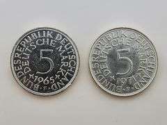 1965-F & 1971-F German Federal Republic 5 Mark, Silver