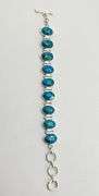 925 Sterling Silver Oval Turquoise Link Bracelet