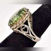 Green Gemstone Ring in Sterling Silver .
