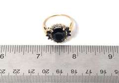 Marvelous 10K Yellow Gold Blue Sapphire Gemstone and Diamond rinh