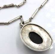 925 Sterling silver Burle Marx Carved black onyx pendant on chain