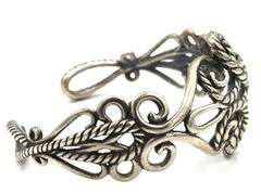 925 Sterling Silver Vintage Carolyn Pollack Scroll Rope Cuff bracelet