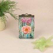 Rfid Floral Digital Print Embroidery Card Holder
