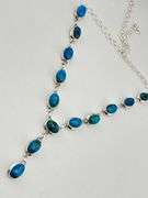 925 Sterling Silver Y Shaoed Turquoise Sikver link Chain Necklace