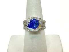 Stunning 14 kt. White Gold Plate 5 Ct Rose Cut Azotic Topaz Ring