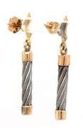 14kt Yellow gold and stainless steel dangle earrings