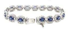 Enamoring Designer Oscar Friedman 9.76CTW Oval Faceted Tanzanite & Diamond Bracelet in 14K White Gol