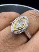 14K Two-tone Gold Marquise Diamond Ring of 1.30ct