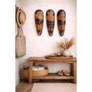 Lot of 3 Hand-Carved African Tribal Wall Masks