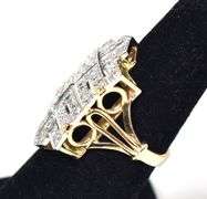 Marvelous 14K Yellow and White Gold Art Deco Inspired Diamond Ring