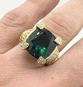 18KT Yellow Gold Judith Ripka Green Toumaline Ring