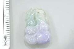 Fine Burmese Jadeite Green and Lavender Amulet