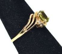 Pretty 14K Yellow Gold Peridot and Diamond Ring