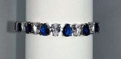 18 Kt. White Gold Plated 32.5 Ctw Simulated Sapphire and CZ Tennis Bracelet