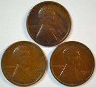 1921-S, 1922-D, & 1924-S Lincoln Cents in Choice AU+