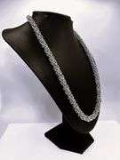 Huge White Gold Plated Byzantine Chain Necklace.