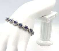 Enamoring Designer Oscar Friedman 9.76CTW Oval Faceted Tanzanite & Diamond Bracelet in 14K White Gol