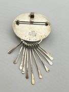 925 Sterling Silver Mexico Onyx Modernist Prndant Brooch With Dangle Bars Penndant