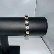 18 Kt. Yellow Gold Plated 32.5 Ctw. Simulated Sapphire Tennis Bracelet