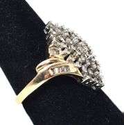 Shimmering 10K Yellow Gold Diamond Cluster Ring
